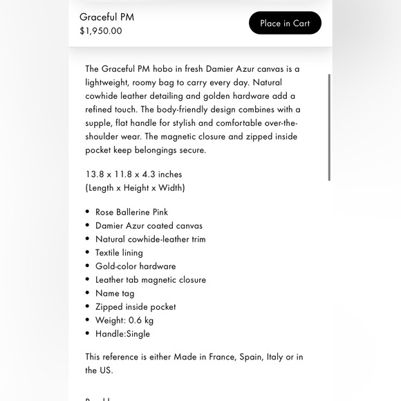 Louie Vuitton- damier azur- Graceful PM - Picture 3 of 13